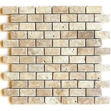 Tumbled Walnut (Noce) Travertine Mosaic Tiles 23 x 48 mm