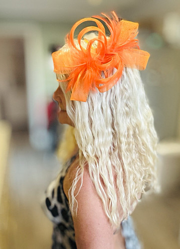 Women orange feather mesh - feather,