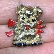 RODOX Dog Brooch Pin Gold Tone
