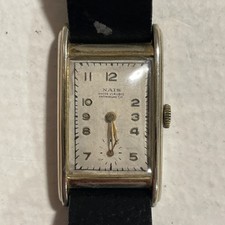 NAIS 1930s Vintage Art Deco Rectangle Swiss Watch. Mechanical Working Order