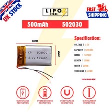 ⚡ 3.7V 502030 500mAh LiPo