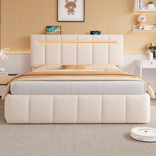 Ottoman Storage Beige Boucle