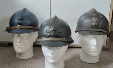 Collection Of Three WW1 French Army M15 Adrian Helmets - Reenactment