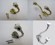 PACK OF 5 solid brass ceramic retro vintage single double hat and coat hooks