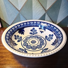 3 of 3 Antique 19C Spatterware Sponge ware Bowl 28.5cm Pottery Floral Folk Art