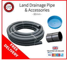 80mm 25m/50m/100m Land Drain Perforated Pipe Drainage **Free, Fast Delivery**