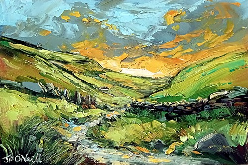 Valley path landscape oil - valley,