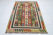 5x7 ft Green Wool Kilim Area