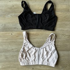 Slimma (2 Pack) Front Fastening Hook & Eye cotton Bras Black & Pink UK 16/18