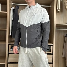 Nike Mens Swoosh Air Windrunner Jacket Size L White Grey Windbreaker
