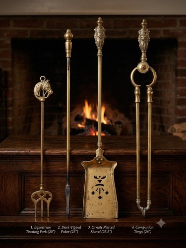 Vintage brass fireplace - brass,