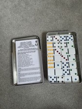 Dominoes. 28 Domino's In A Tin And Instruction Paper.