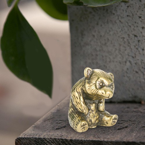 Brass bear figurine retro cute - figurine,