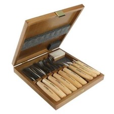 Narex 9 Piece Premium Beech Wood Carving Cr-V Steel Chisels In Wooden Box Set