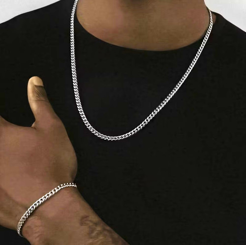 Men silver cuban link chain - cuban,