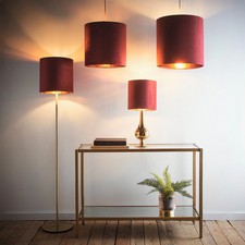 Wine Velvet Drum Lampshade For