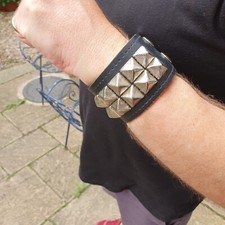 2x PU Leather Studded Punk Bracelets  Cuffs Party Wristband Armband 50mm wide