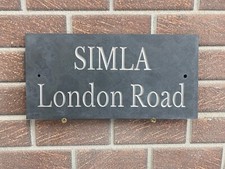 Personalised Silver Painted 40x20cm Hand-Engraved Slate Weather Proof House Sign