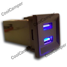 VW T5 Transporter Dual USB Phone Charger ASR Dash Blank Switch Van Caravelle BLU