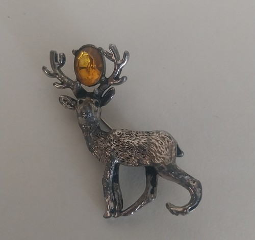 Vintage silver tone stag - vintage,