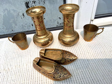 COLLECTION OF INDIAN BRASSWARE - EN ENAMELLED BRASS
