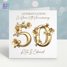 50th Wedding  Anniversary Card Personalised Golden Wedding Anniversary 50 years