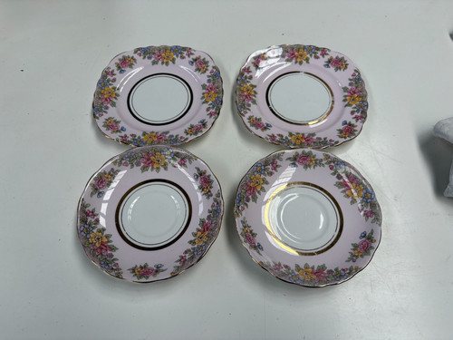 Colcough pink plates saucers - colcough,