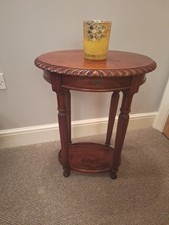 Oval 2 Tier Plant Hall Table Dragooned Top Edge Mahogany FREE UK Delivery*