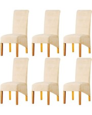 LANSHENG 6pcs Velvet Dining Chair Covers, Stretch High Back Chair Seat Protector