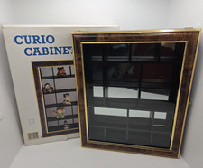 Rectangular Curio Cabinet 17 Openings Wooden Wall Display Slotted Glass Door Box