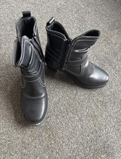 Black ankle, mid-calf boots