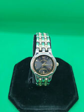 ladies louis valentin silver tone bracelet watch,black face & gold hands.#133.