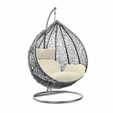 Hanging Rattan Egg Chair Garden Swing Chairs Patio Indoor Outdoor With Cushion