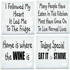 Kitchen Tile Transfer Humor Pk of 4 Fun Quotes Ceramic Sticker Great Fun starve)