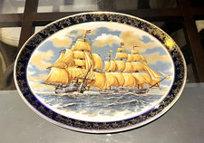 VINTAGE SHIPS DINNER PLATE BROOKS BROTHERS EST.1818 - DISC PLATE HANGER J&Y 