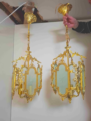 Pair antique gilded bronze - pair,