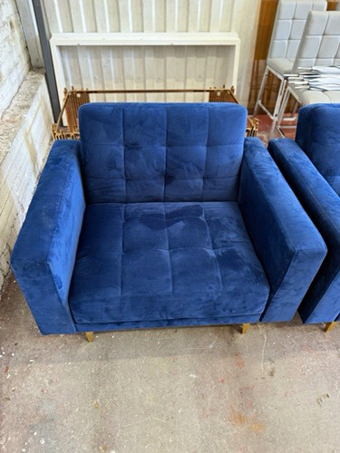 Blue upholstered armchair - upholstered, with