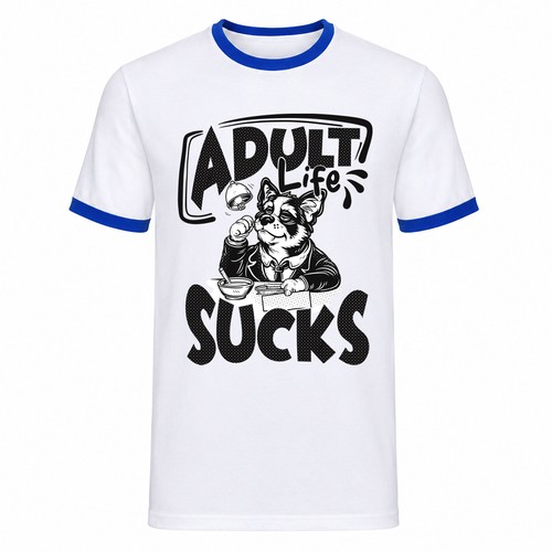 Sarcastic dog ringer shirt - sarcastic,