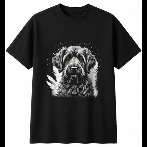 Greyscale briard with feathers - briard,