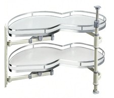 Kitchen Cabinet Cupboard Corner Carousel Storage Unit Pull Out Shelf Twin Tray