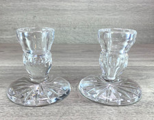 Vtg Pair Set Cut Lead Crystal