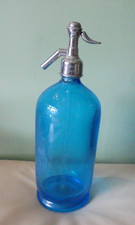 A vintage blue glass soda syphon. S.H.Ward & Co. Sheffield.