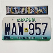 MISSOURI TRAILER LICENSE PLATE