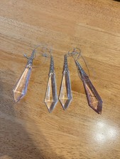 Crystal Plastic Chandelier Prisms Suncatchers Clear & Purple Spear Teardrop x4