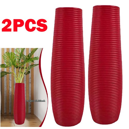Tall floor vase red - red, plastic