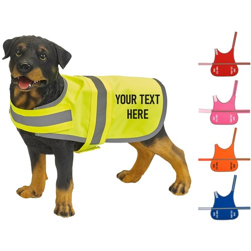 Personalised text vis dog - hi-vis,