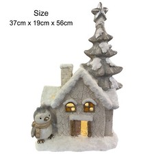 Christmas Very Large Snowy Light Up House with Penguin Figure (NFY180158-56)
