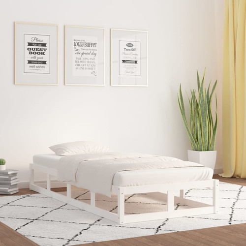 Bed frame white solid pine - bed,