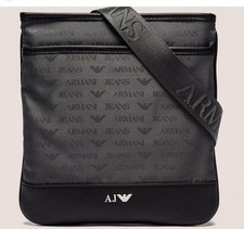 Men's Borsa Pattern Crossbody Bag, Black