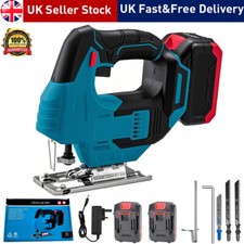 Cordless Jigsaw 21V Electric Jig Saw Woodworking Power Tool with 2x Battery UK